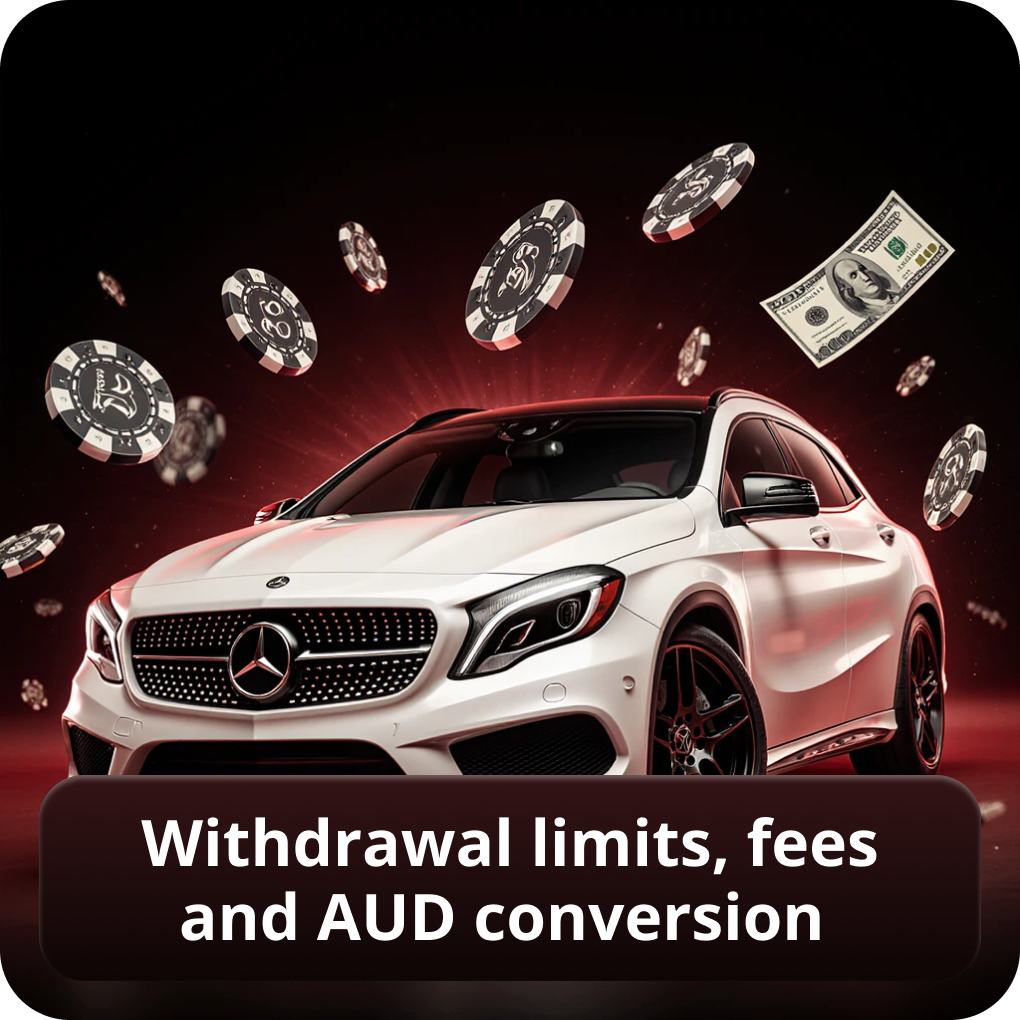 Withdrawal Limits, Fees and AUD Conversion per day and month Withdrawal Limits, Fees and AUD Conversion